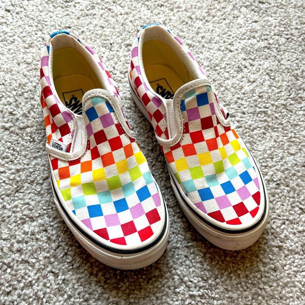 Vans Kids Colorful Old Skool Checkered Slip-On Sneakers Size 1.5